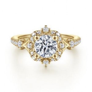 A vintage-inspired engagement ring from Gabriel & Co.’s Victorian collection.