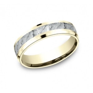 The Vesuvius collection two-tone men’s wedding band from Benchmark.