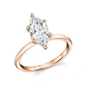 A marquise-cut diamond solitaire engagement ring from Sylvie.