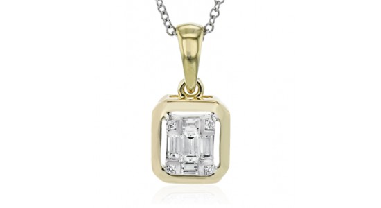 a yellow gold diamond pendant necklace from Simon G.
