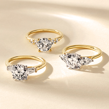 Three Yellow Gold Engagement Rings Three Yellow Gold Engagement Rings