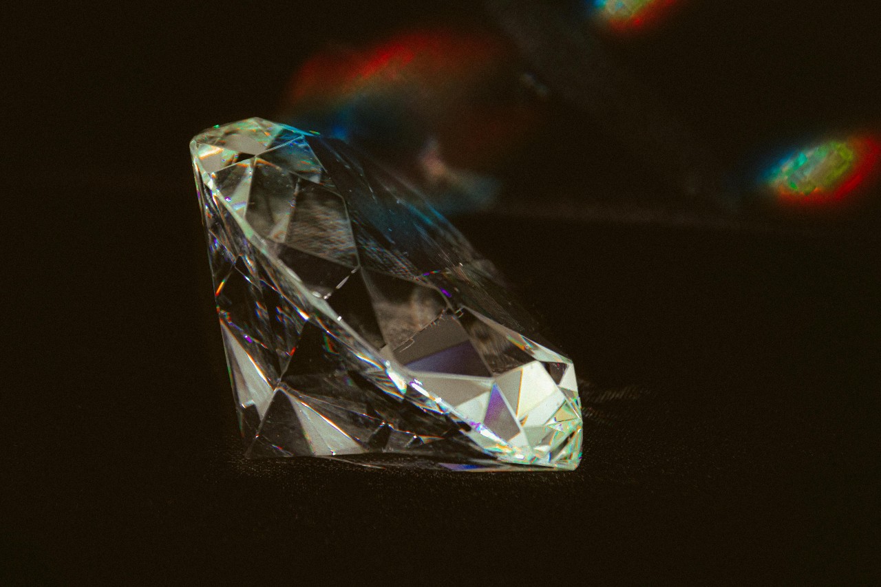 a diamond on a black background